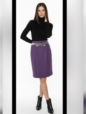 Anthropolgie Purple Pencil Skirt with Decorative Belt